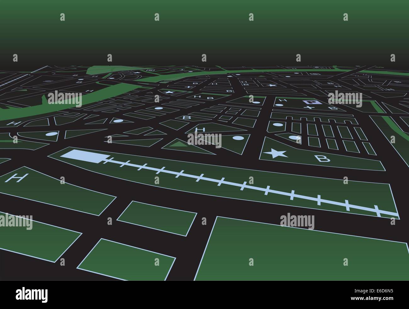 Vector streetmap of a generic city at night Stock Vector