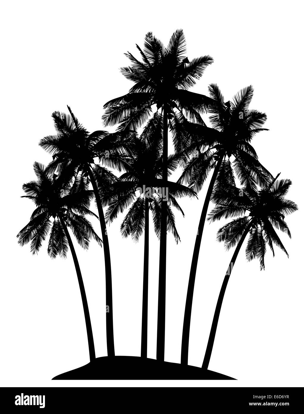 Editable vector illustration of palm tree silhouettes Stock Vector