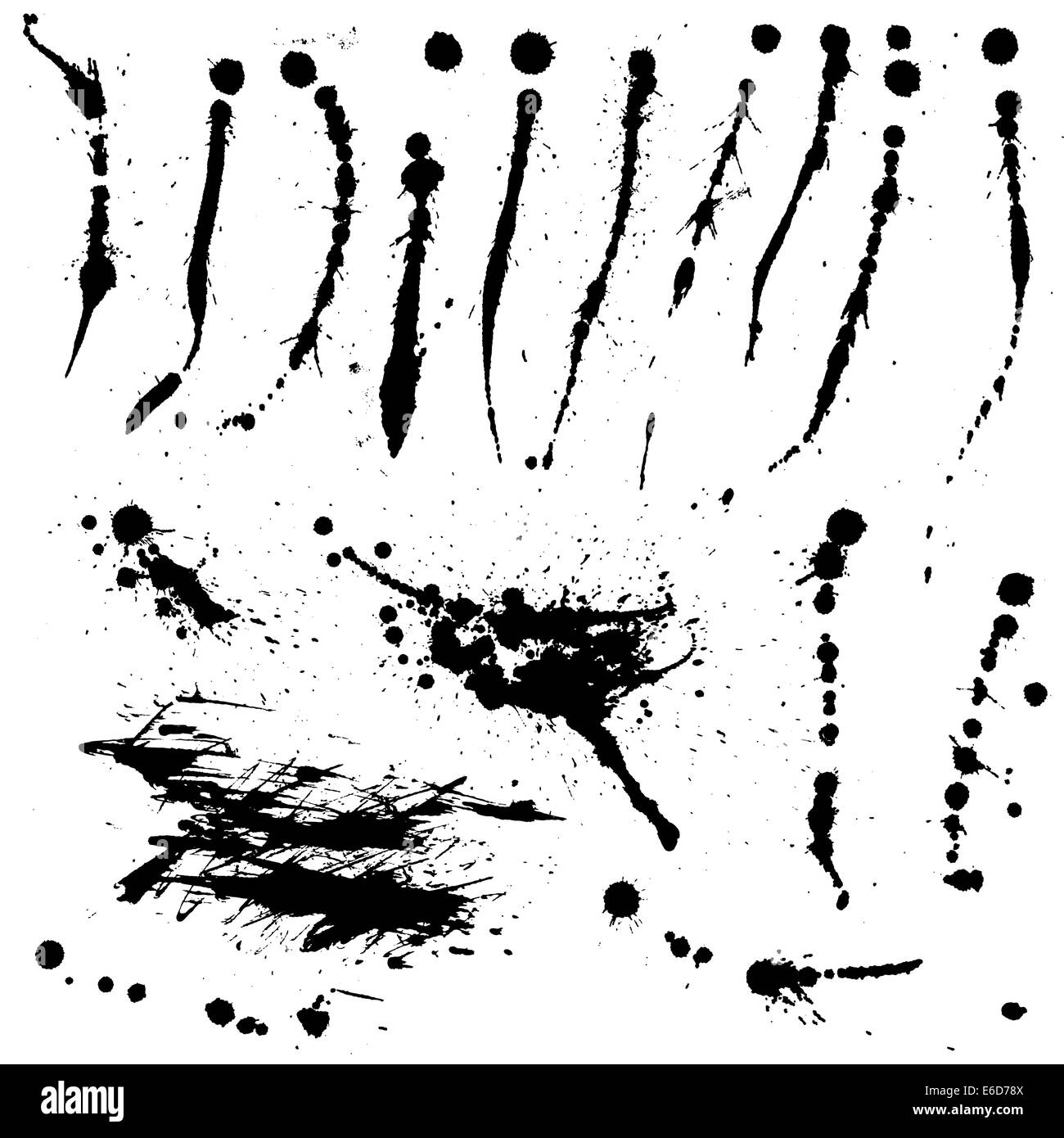 Seventeen separate editable vector ink splatter designs Stock Vector