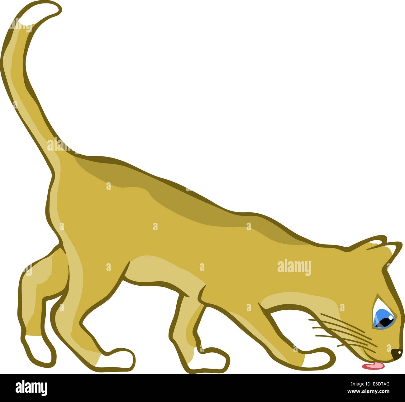 Editable vector illustration of a young cat licking Stock Vector Image