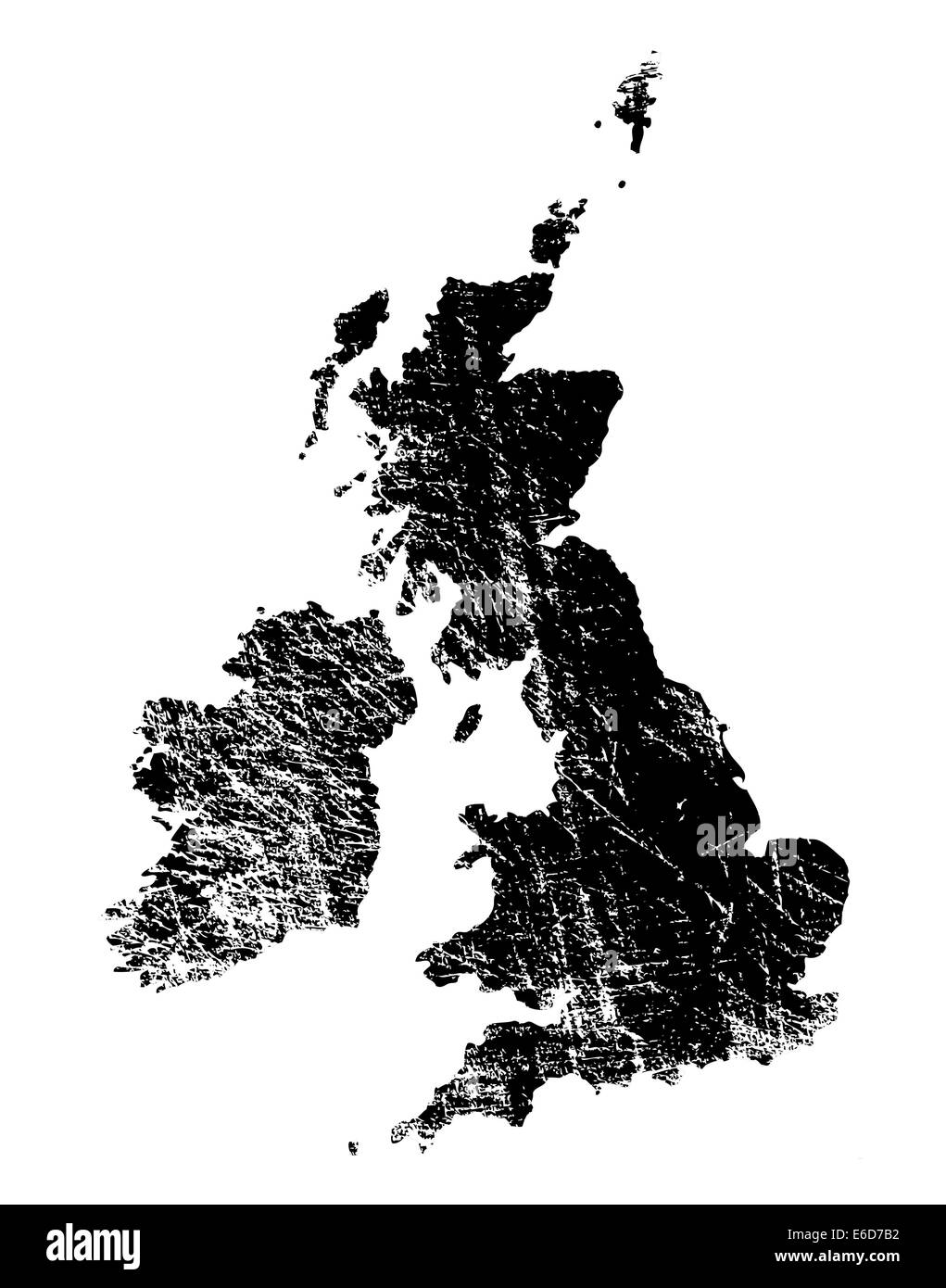 Outline of Great Britain and Ireland with heavy grunge Stock Vector