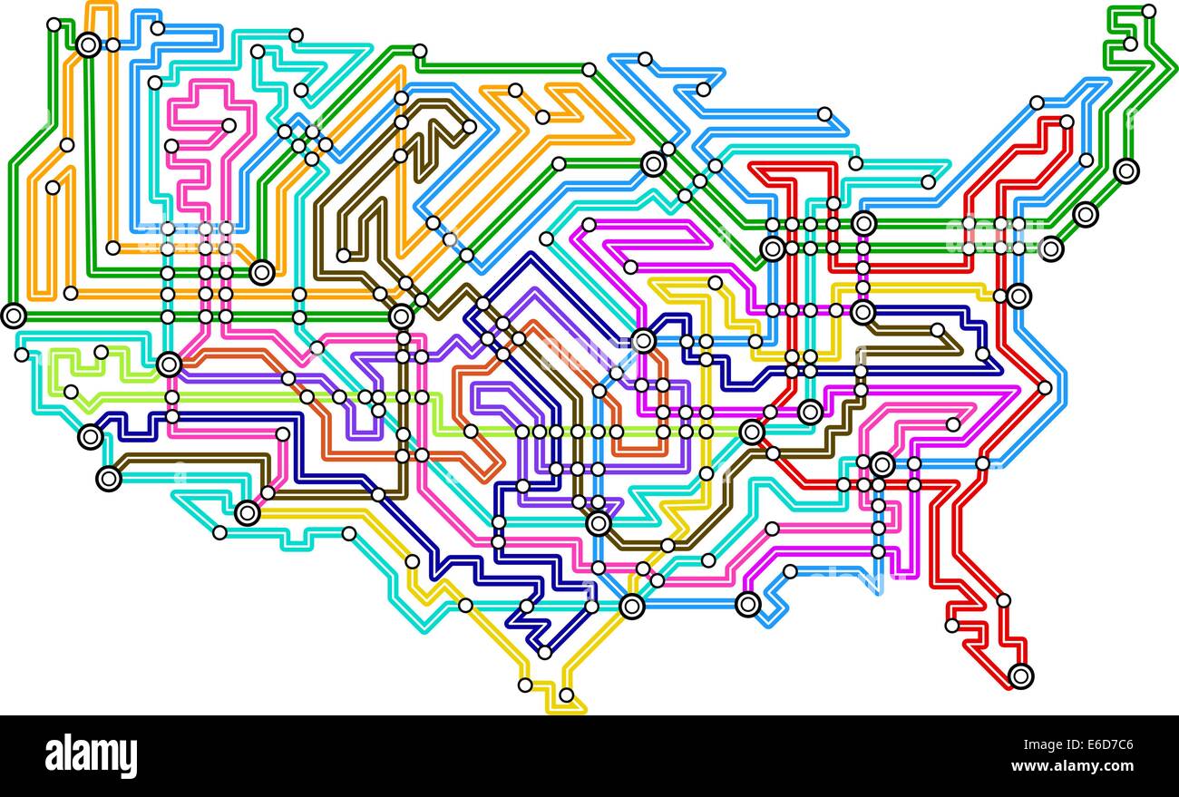 Editable vector illustrated map of the USA Stock Vector Image & Art - Alamy