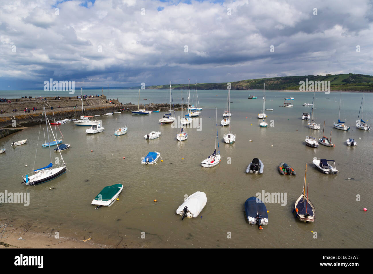 Boats in New Quay Harbour Wales UK Europe Stock Photo