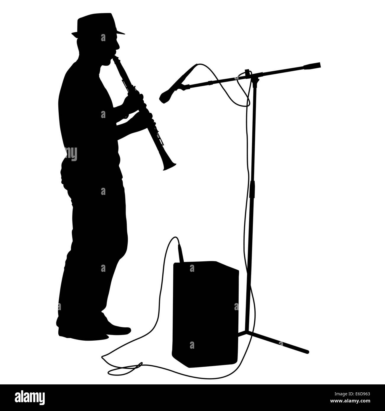 Silhouette musician plays the illustration Stock Photo Alamy