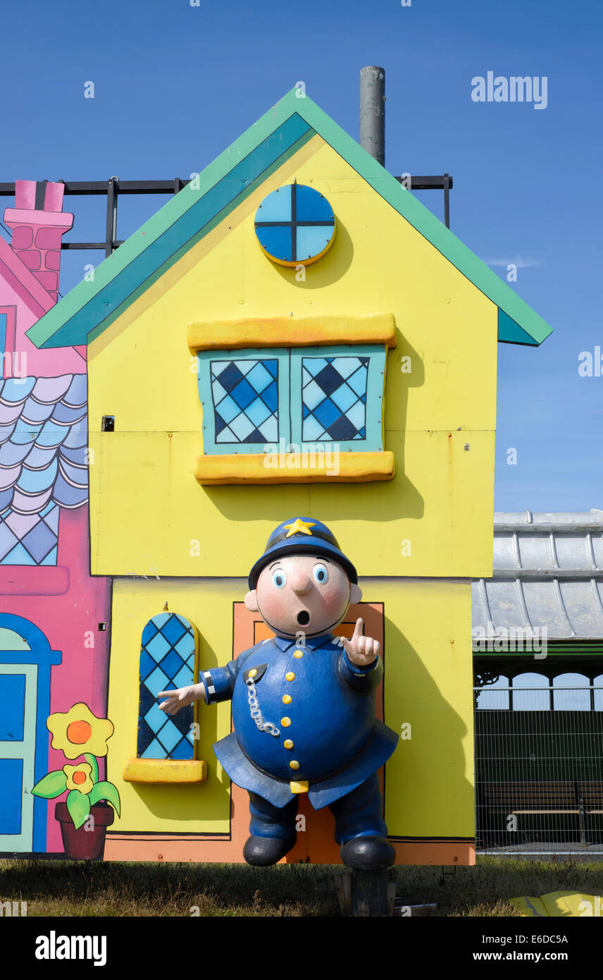 A portly policeman in the animated tableaux  which forms part of the world famous Blackpool Illuminations Stock Photo