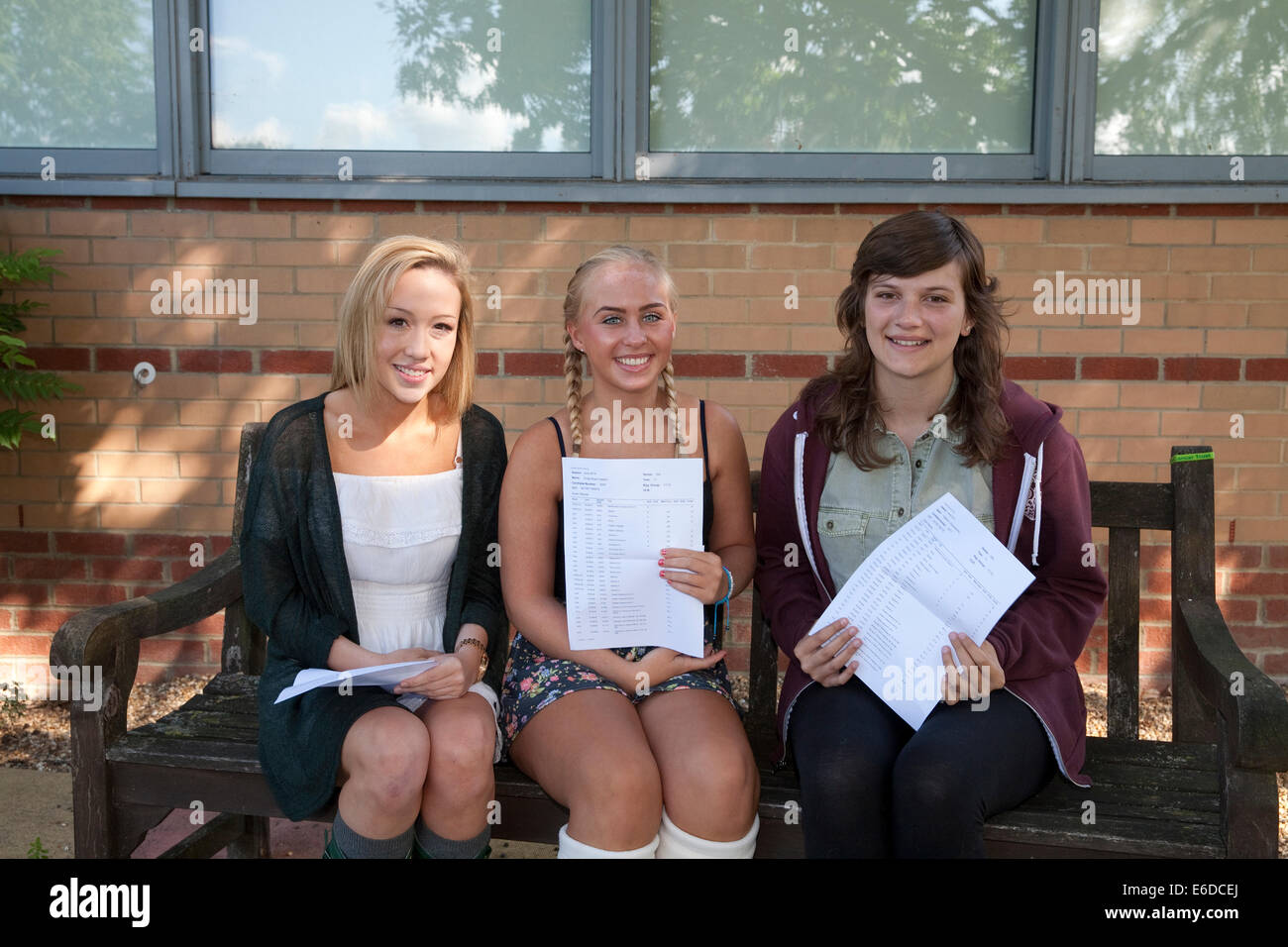 Bromley, UK. 21st August 2014. Niamh Comac, Emily Yeadon and Kat Chrysostomou pose with their