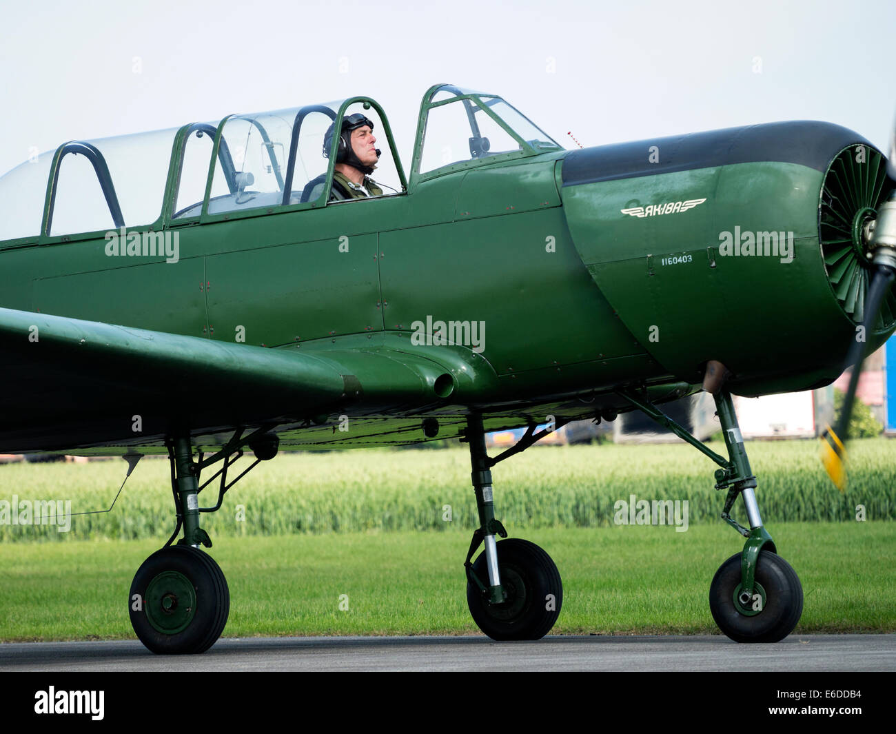 1950s vintage Russian built Yak training aircraft at Breighton airfield,yorkshire,uk Stock Photo