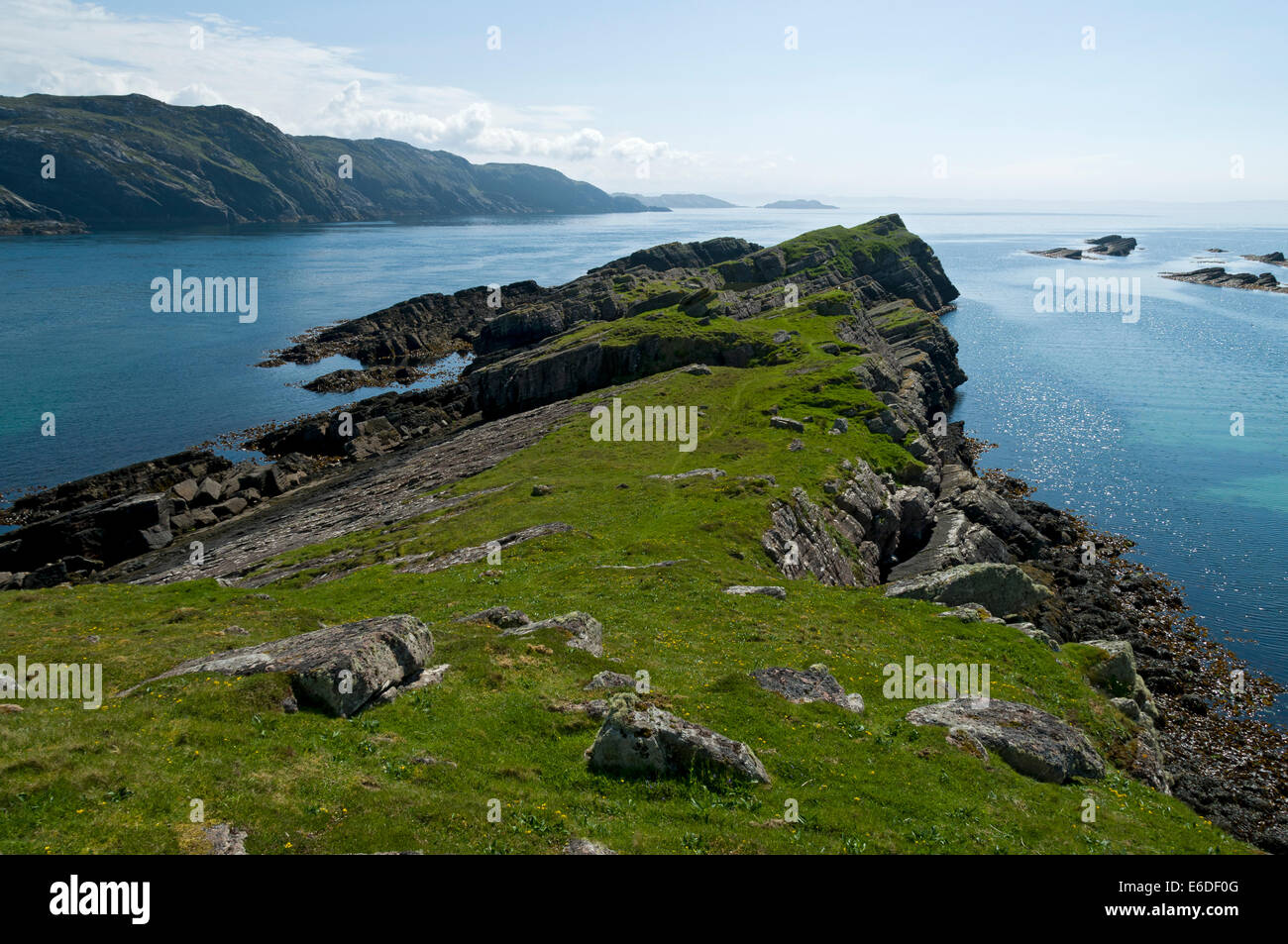 Looking south along the Sound of Handa from Handa Island, Sutherland, Scotland, UK Stock Photo