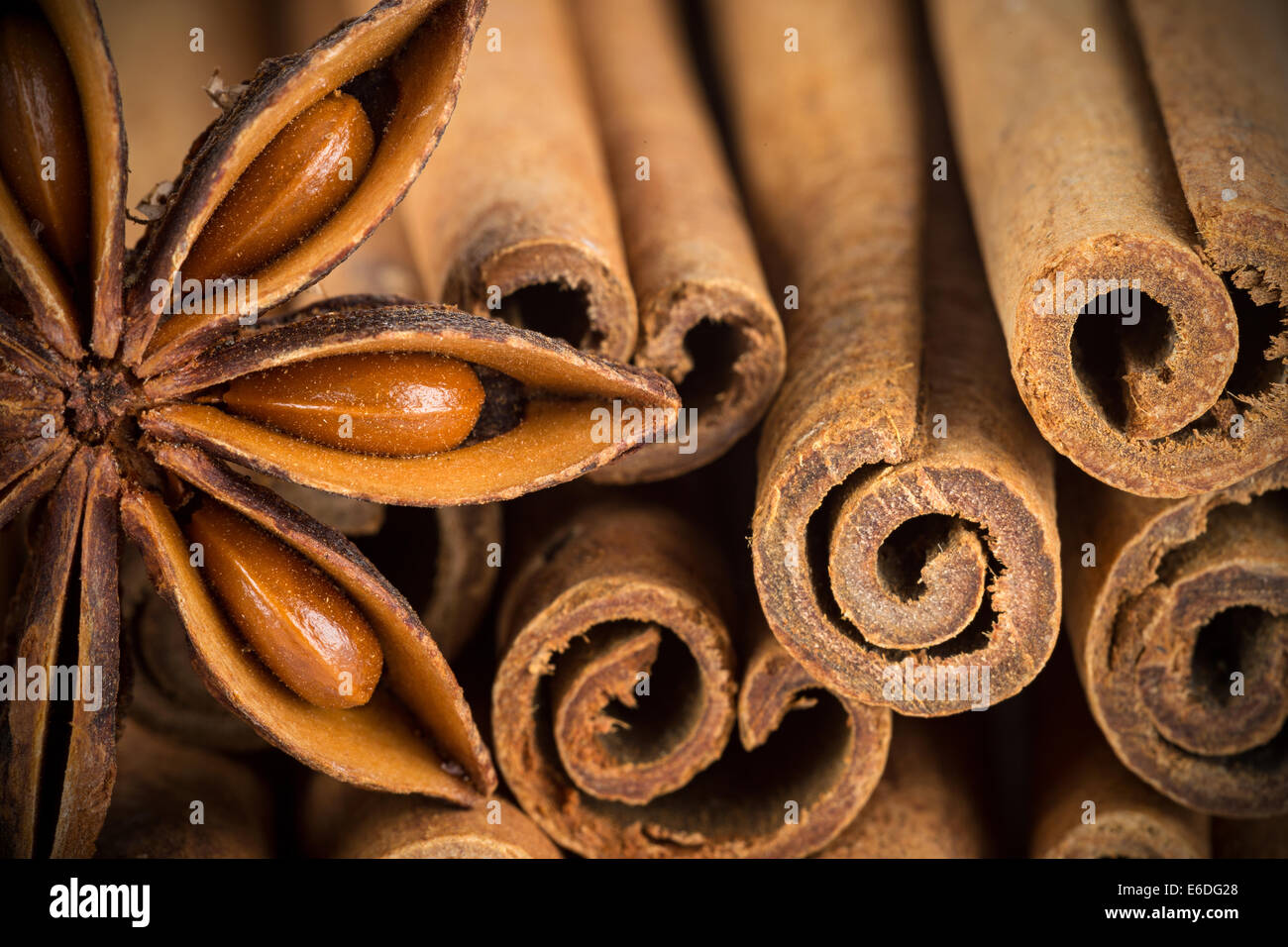 cinnamon sticks and star anise Stock Photo