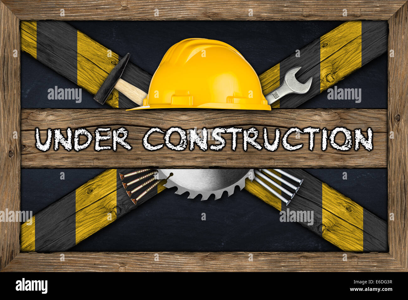 Under Construction concept on blackboard Stock Photo