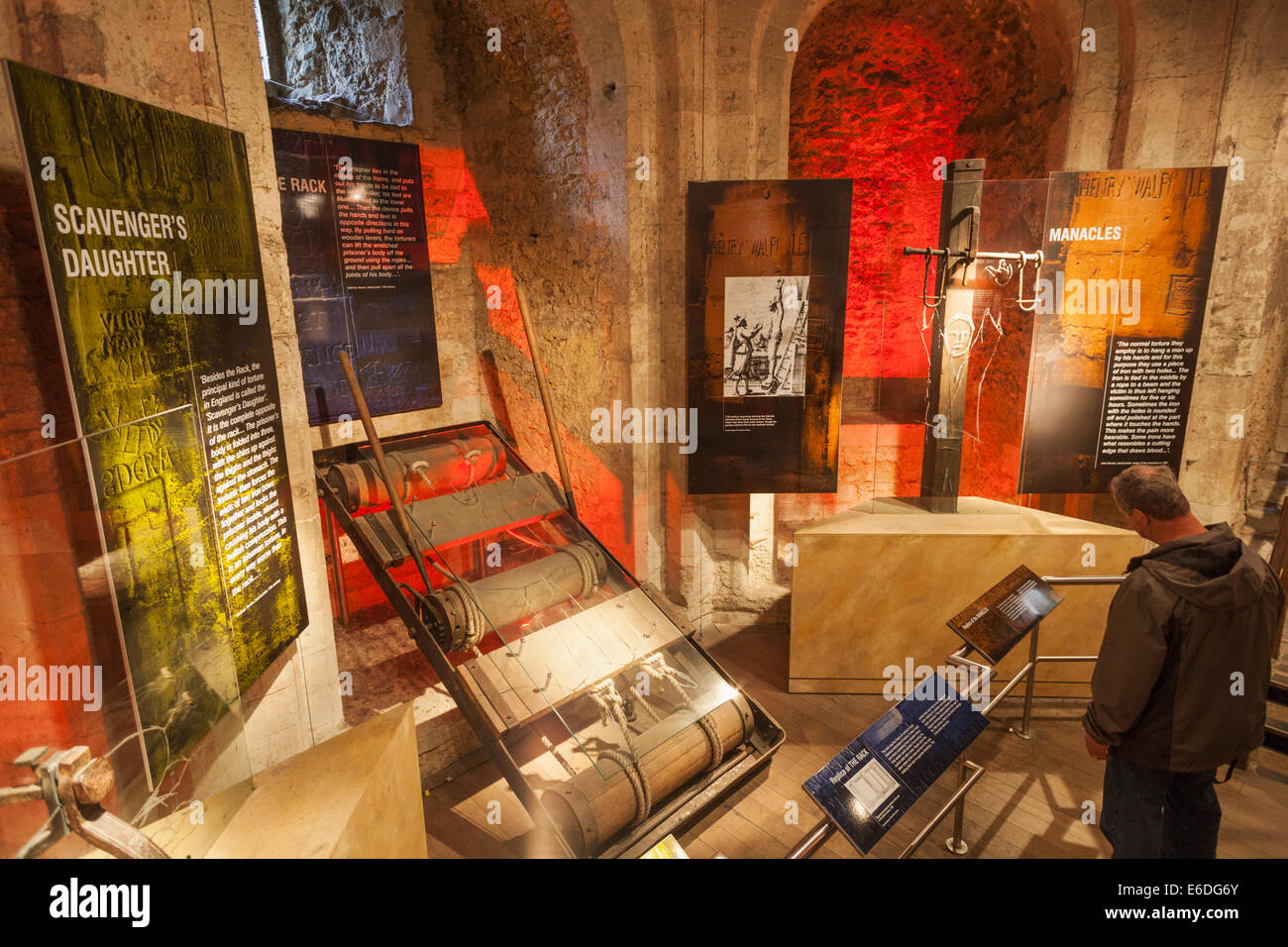 England, London, Tower of London, Exhibit of Medieval Torture Devices Stock Photo