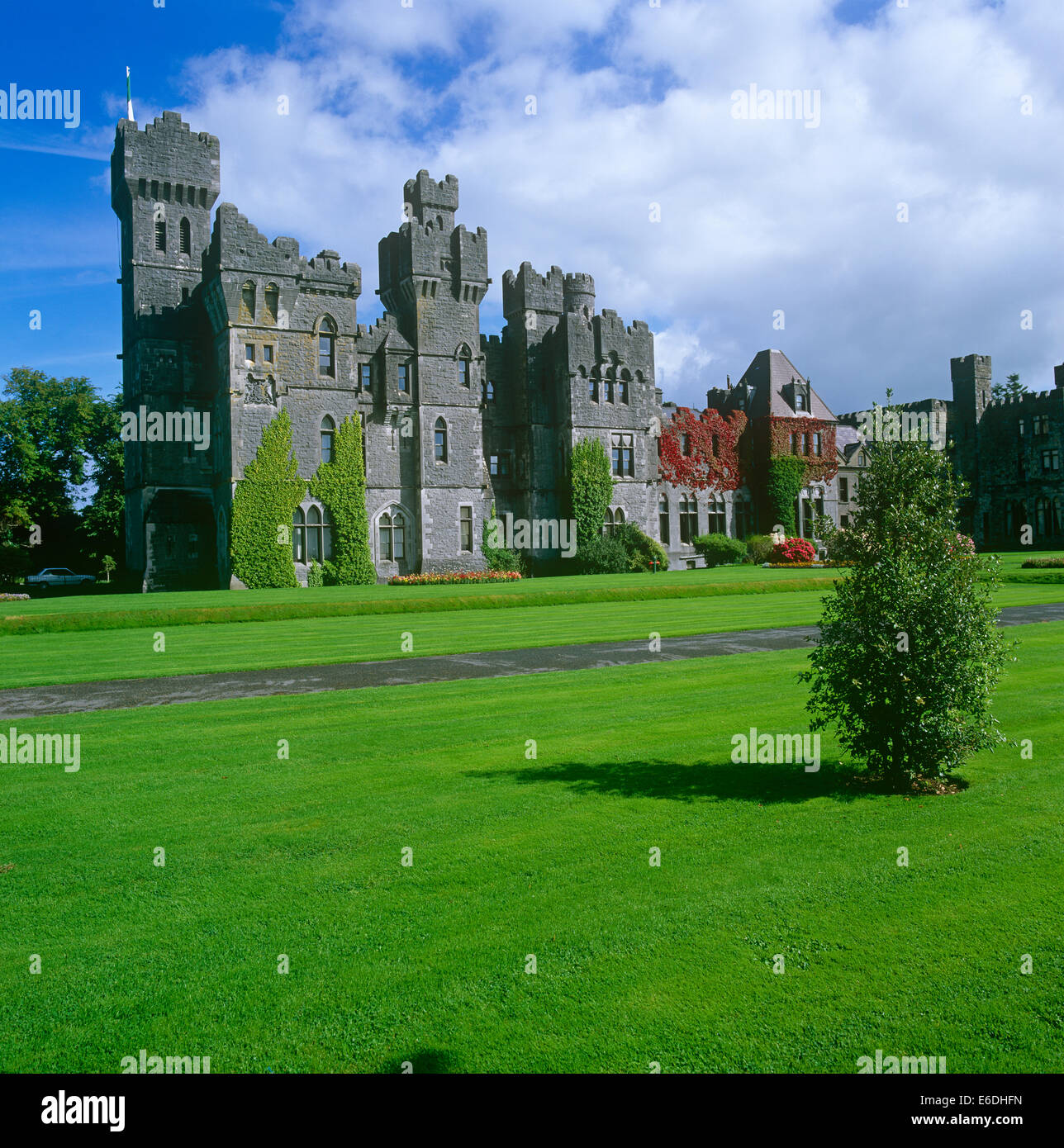 Ashford Castle gardens cong county mayo ireland Stock Photo