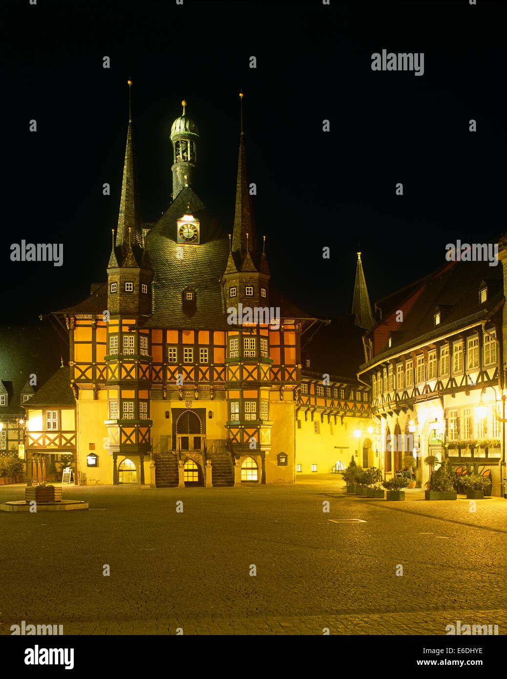 German city hall at night Stock Photo