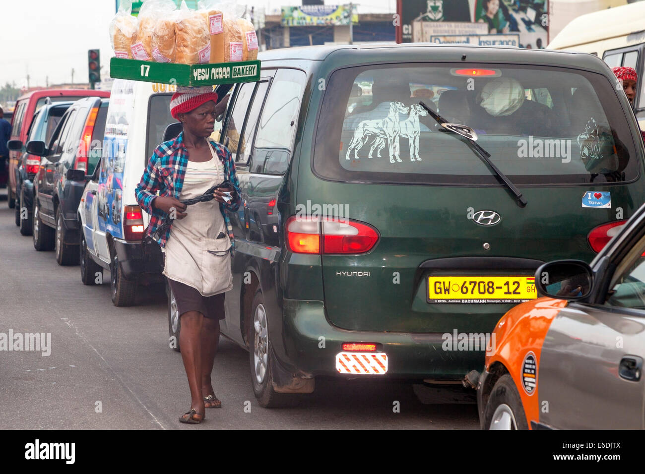 Street vendors at road junction, Accra, Ghana, Africa Stock Photo Alamy