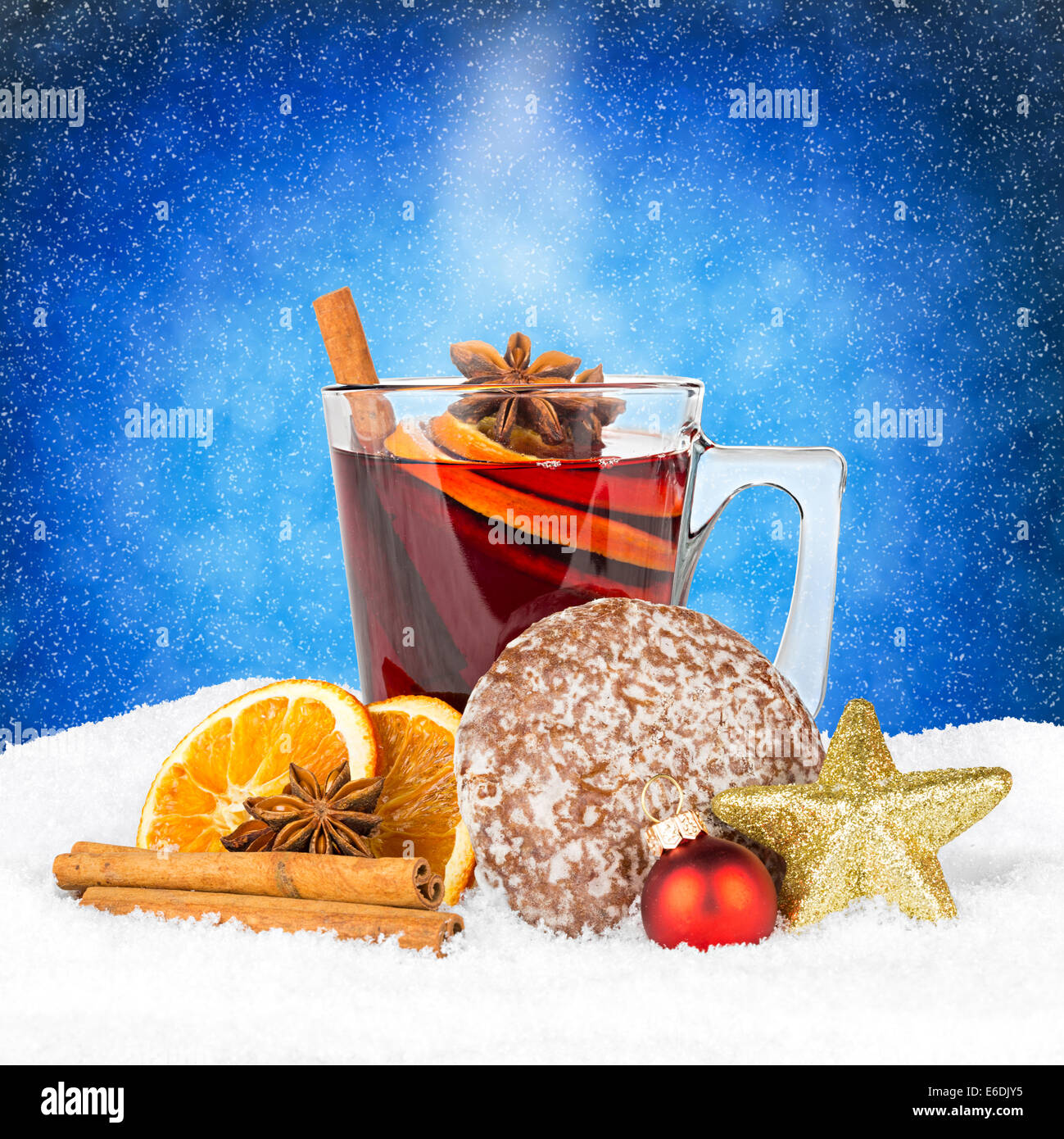 hot spiced wine in front of night sky Stock Photo