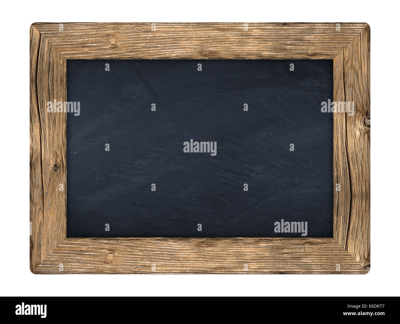 little blackboard with wooden frame in front of white background Stock Photo
