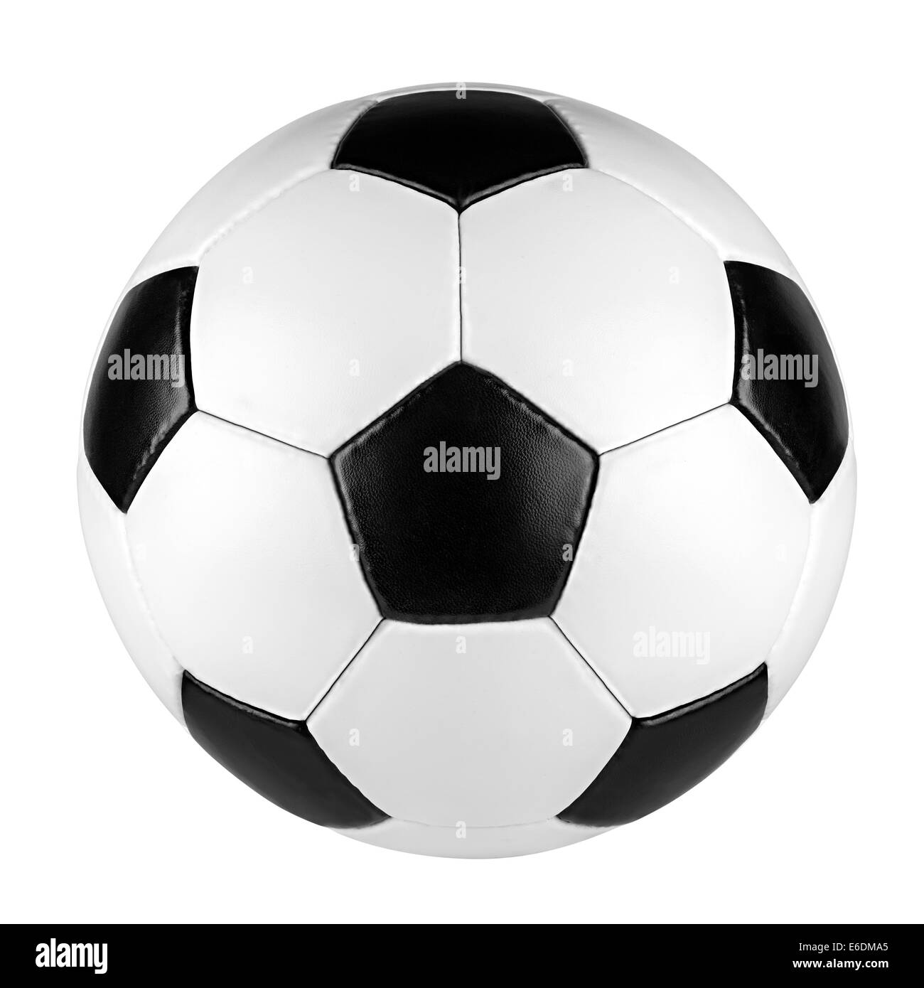 black white traditional soccer ball on white background Stock Photo