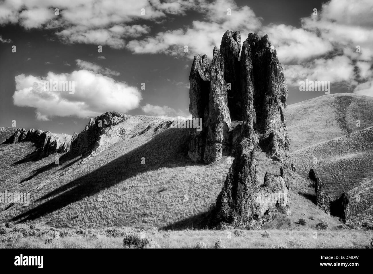 Rock formations and clouds in Leslie Gultch. Malhuer County, Oregon Stock Photo