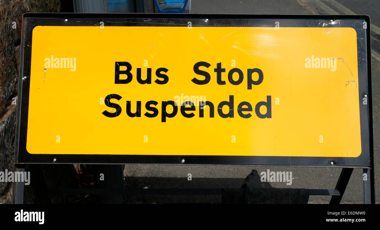 Bus Stop Suspended road sign Worcester Worcester Worcestershire England UK Stock Photo