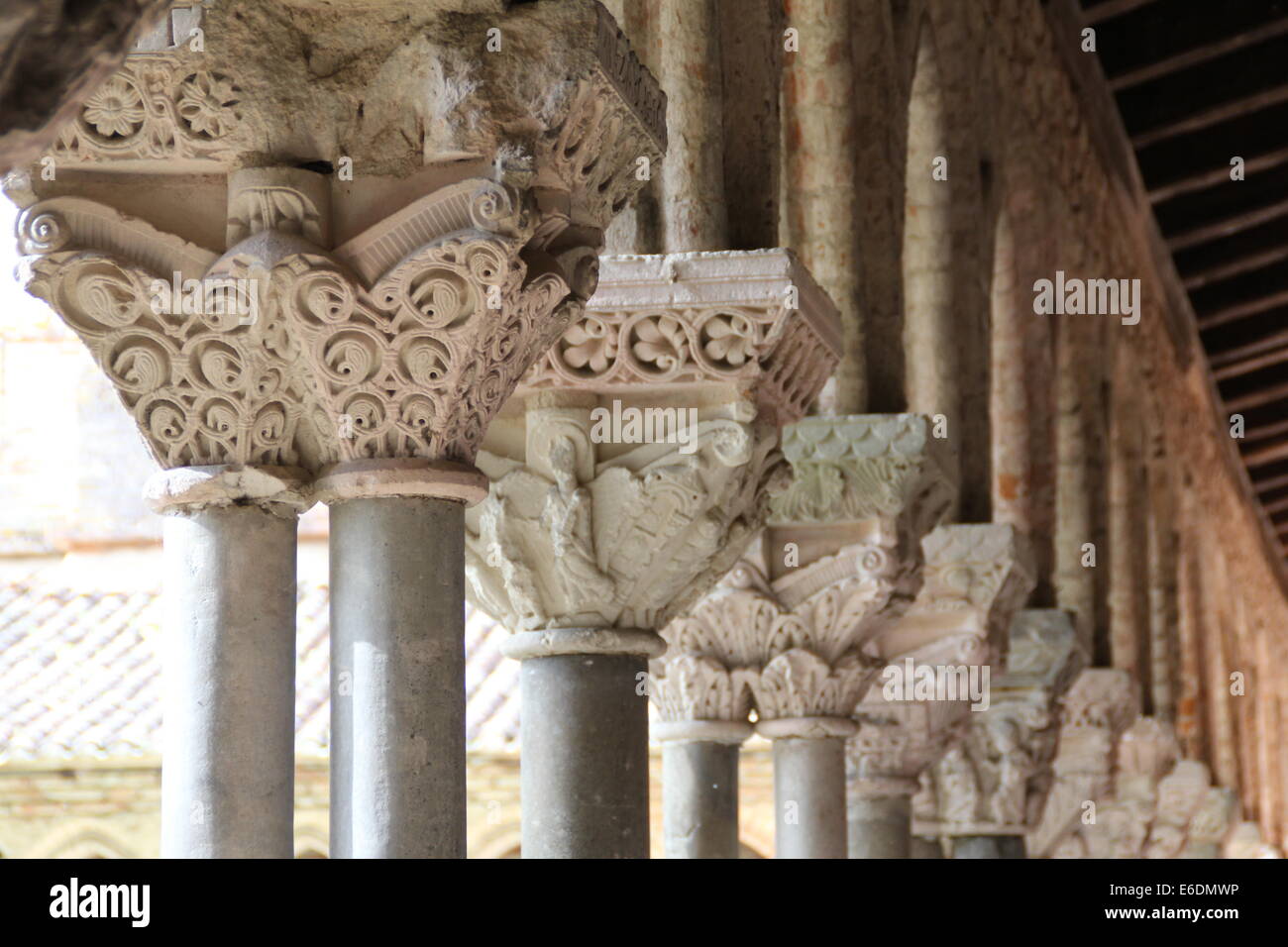 Romanesque cloister of Moissac, south of France Stock Photo