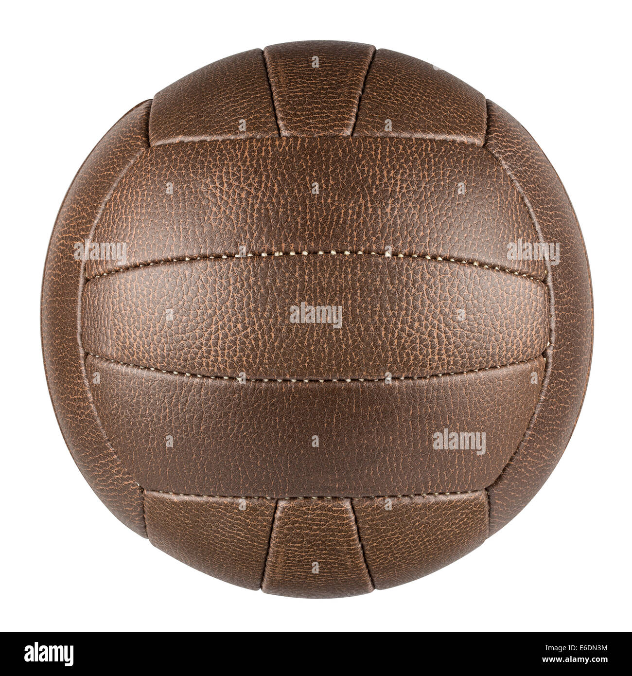 brown leather traditional soccer ball on white background Stock Photo