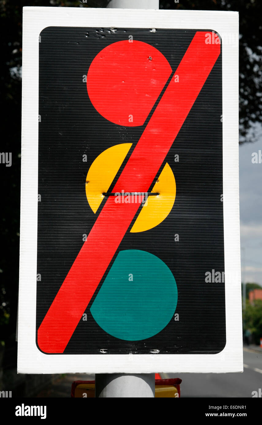 Traffic Lights suspended road sign Worcester Worcestershire England UK Stock Photo