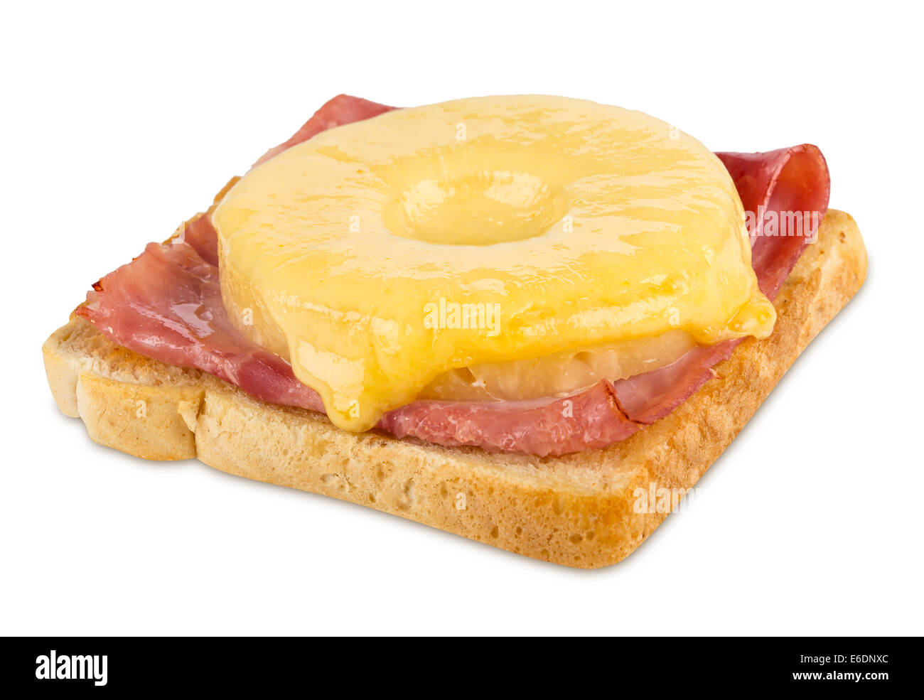 a toast hawaii on white background Stock Photo - Alamy