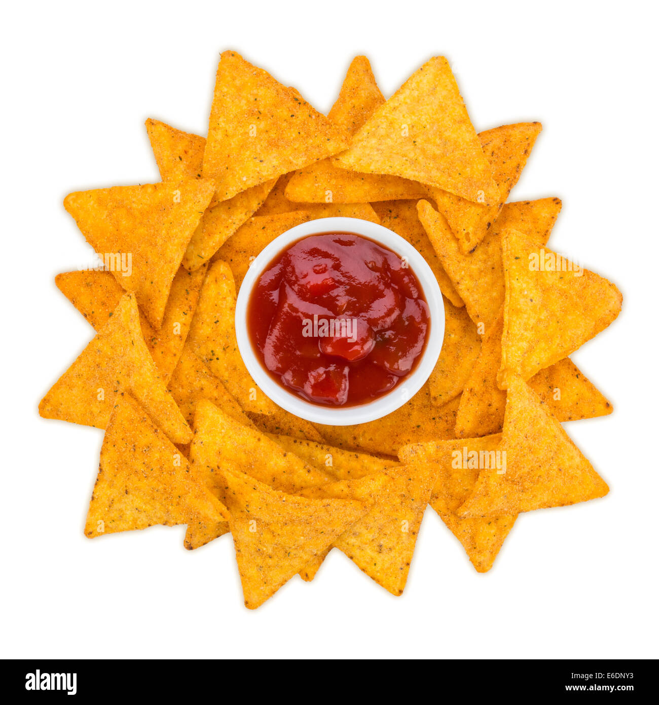 sonne aus tortilla chips mit dip Stock Photo Alamy
