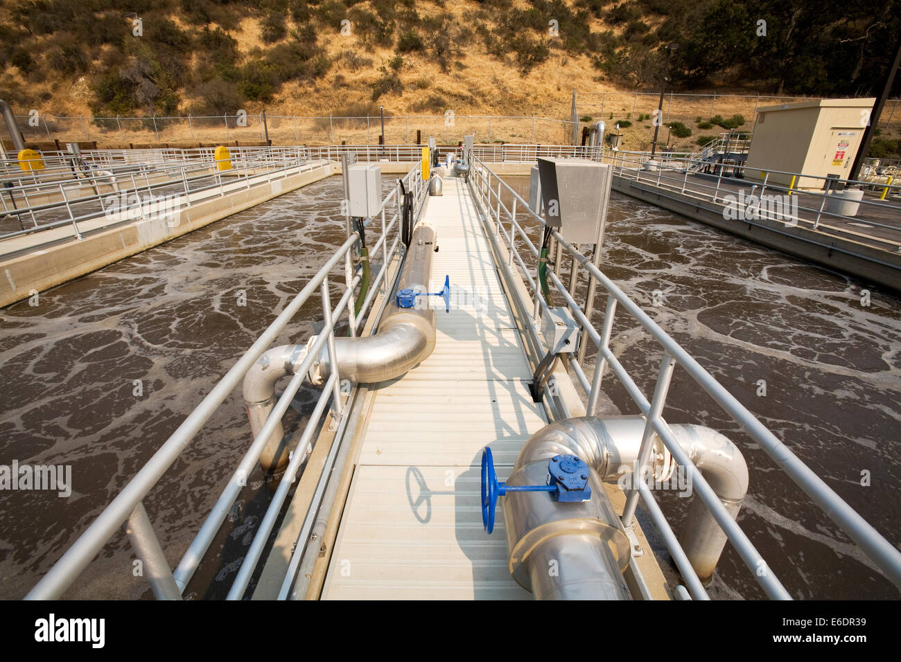 Aeration System, Hill Canyon Wastewater Treatment Plant, Camarillo, Ventura County, California, USA. Stock Photo