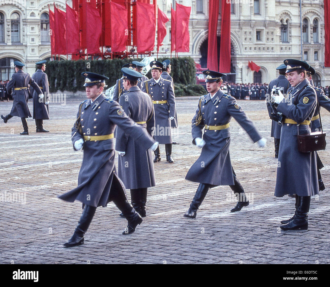 Moscow Russia 7th Nov 1987 Uniformed KGB Security Guards March Into Moscow Russia 7th Nov 1987 Uniformed KGB Security Guards March Into
