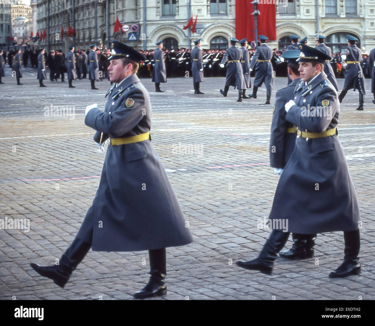 Moscow, Russia. 7th Nov, 1987. Uniformed KGB security guards march into