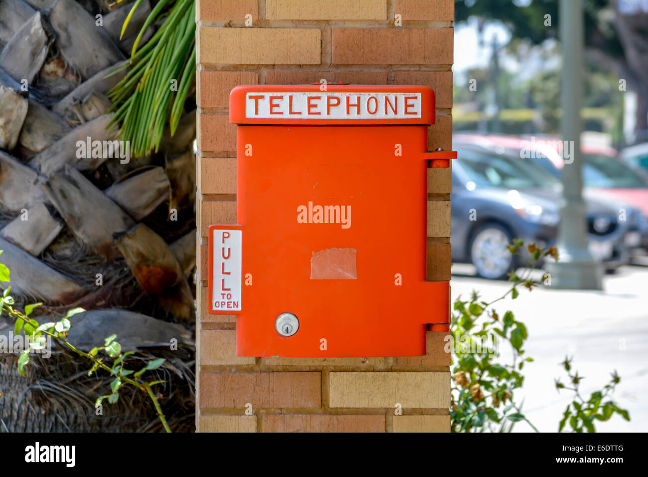Emergency Call Box at fire station 27 in Los Angeles California Stock Photo