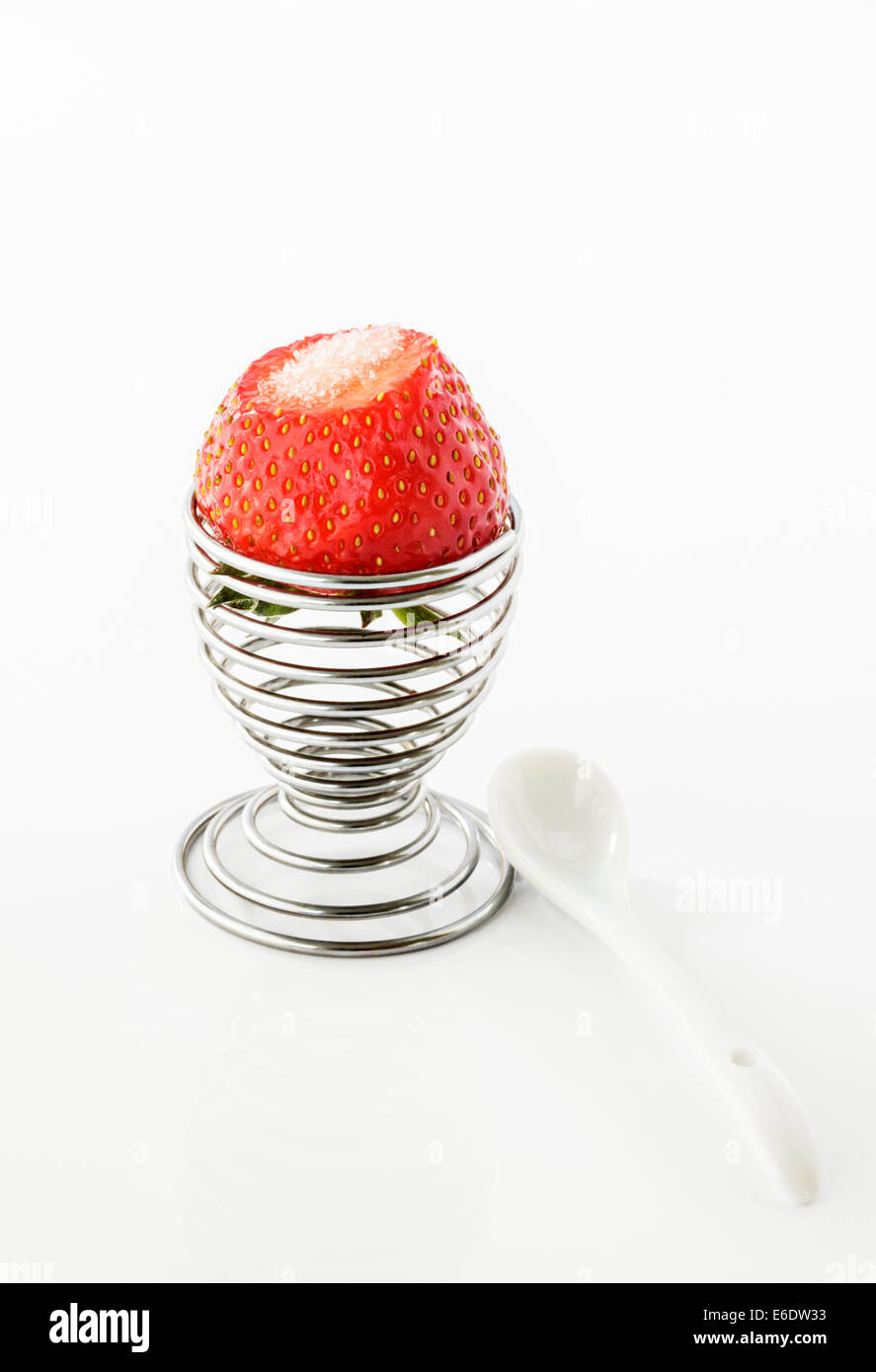 Fresh Strawberry in a egg cup Stock Photo