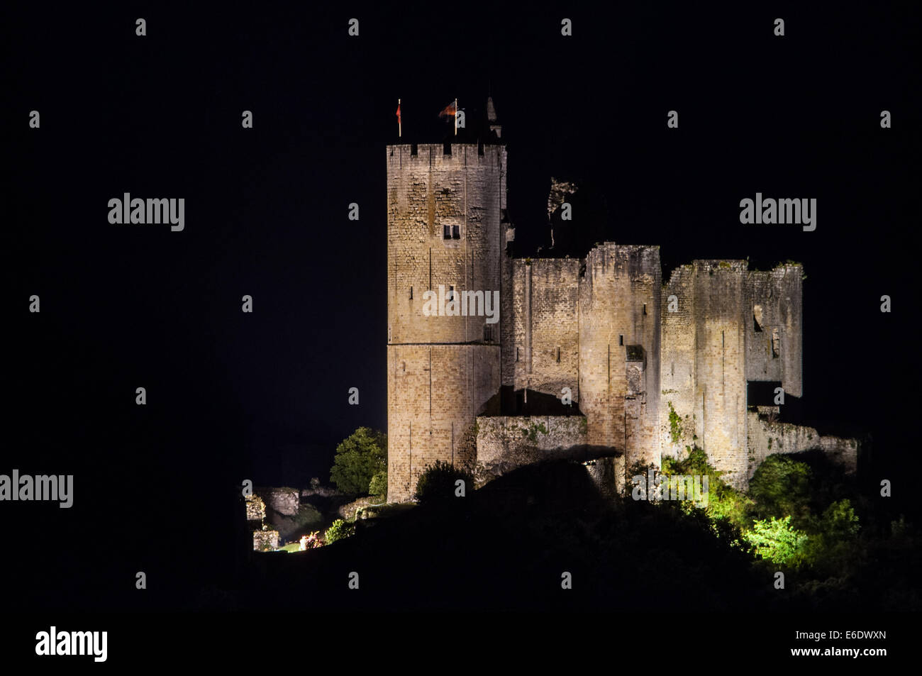 Castle of Najac at night Stock Photo