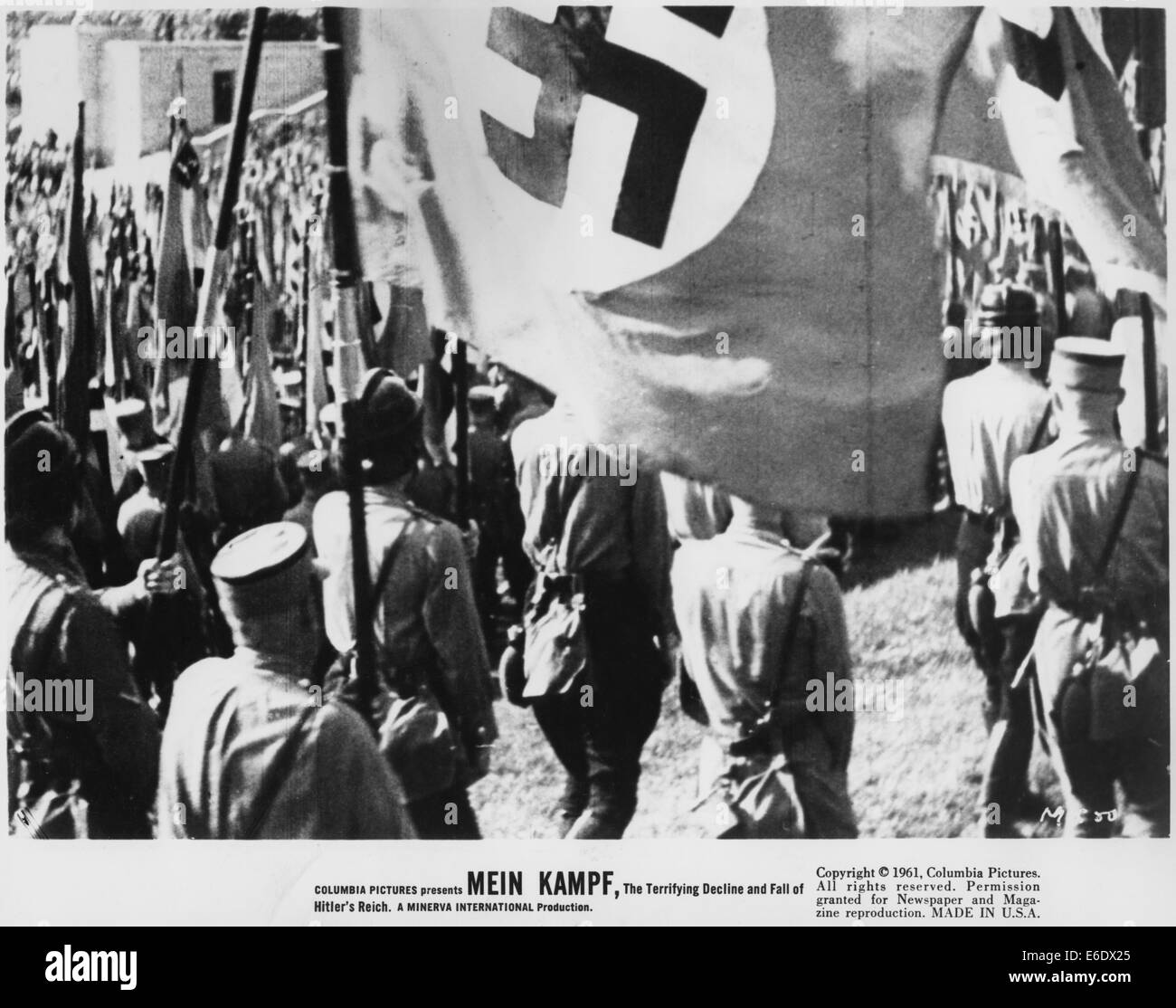 Marching WWII German Soldiers from the Documentary Film, 'Mein Kampf', 1960 Stock Photo