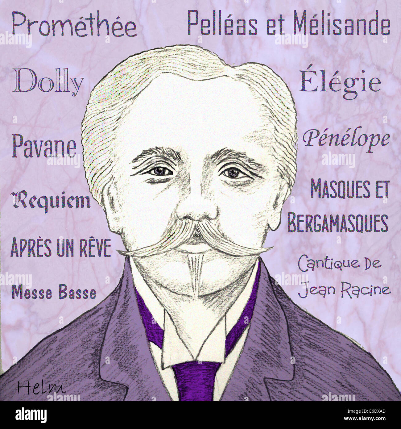 Gabriel Fauré (1845-1924) French composer, illustration, Stock Photo
