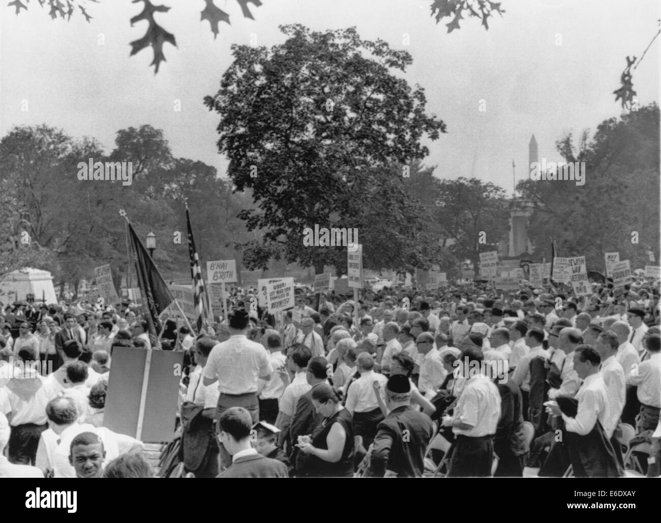 Crowd of Demonstrators at Rally for 'National Vigil for Soviet Jewry', Lafayette Park, Washington, D.C., USA, 1965 Stock Photo