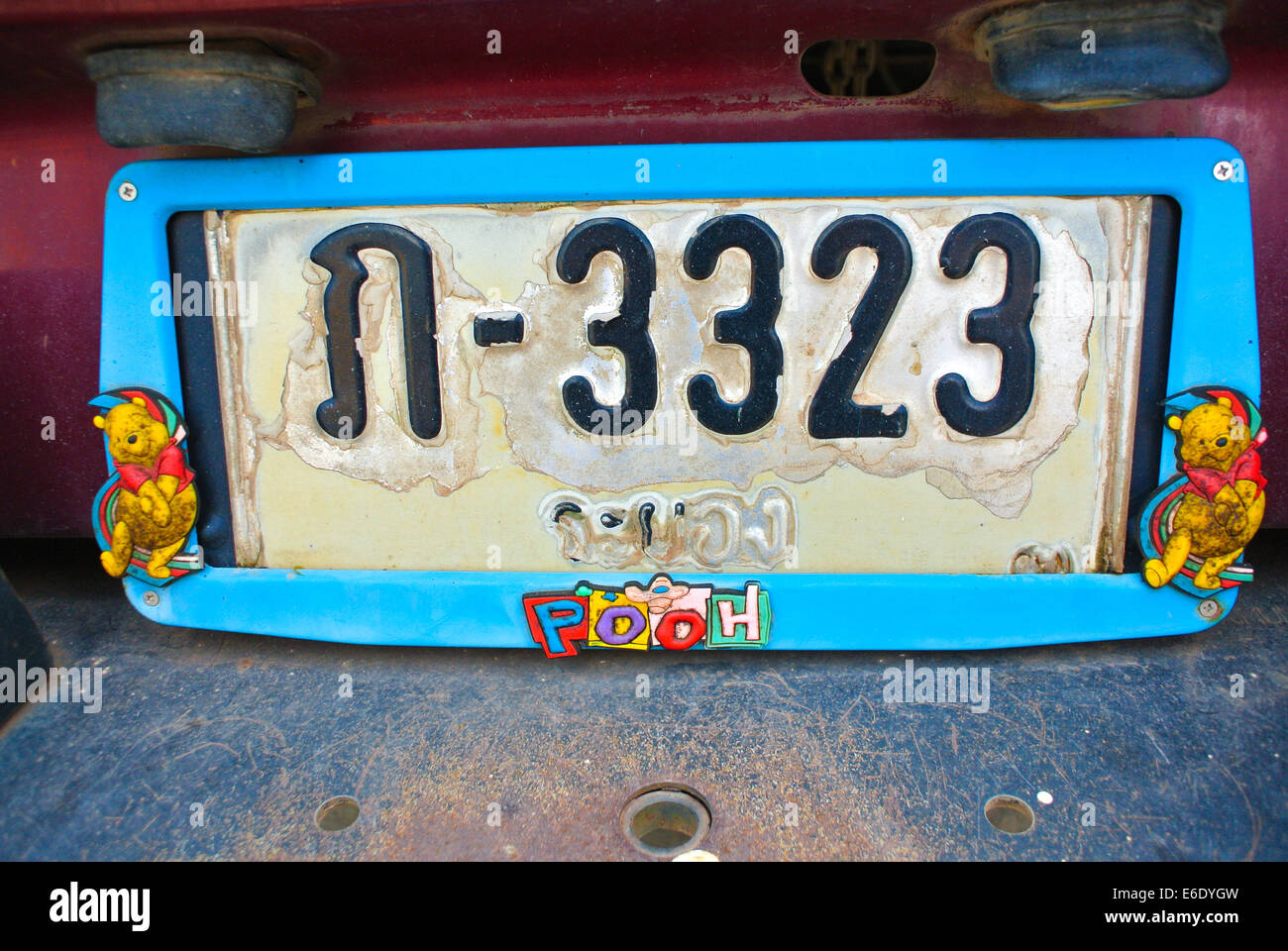 Thai Winnie the poo number plate Thailand Stock Photo