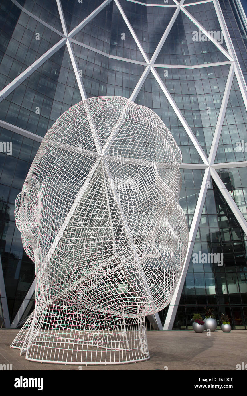 Wonderland, a 12meter white metal sculpture of a young girl's head