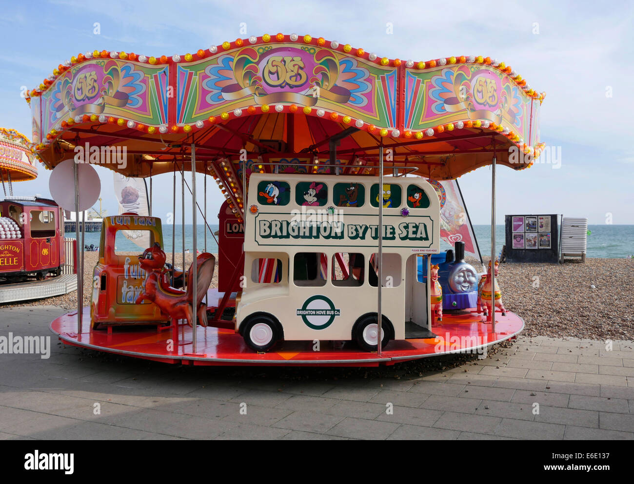 Beachside funfair on Bright seafront, Sussex England Stock Photo