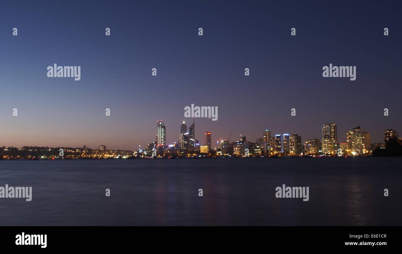 Perth City Skyline at Dusk Stock Photo Alamy