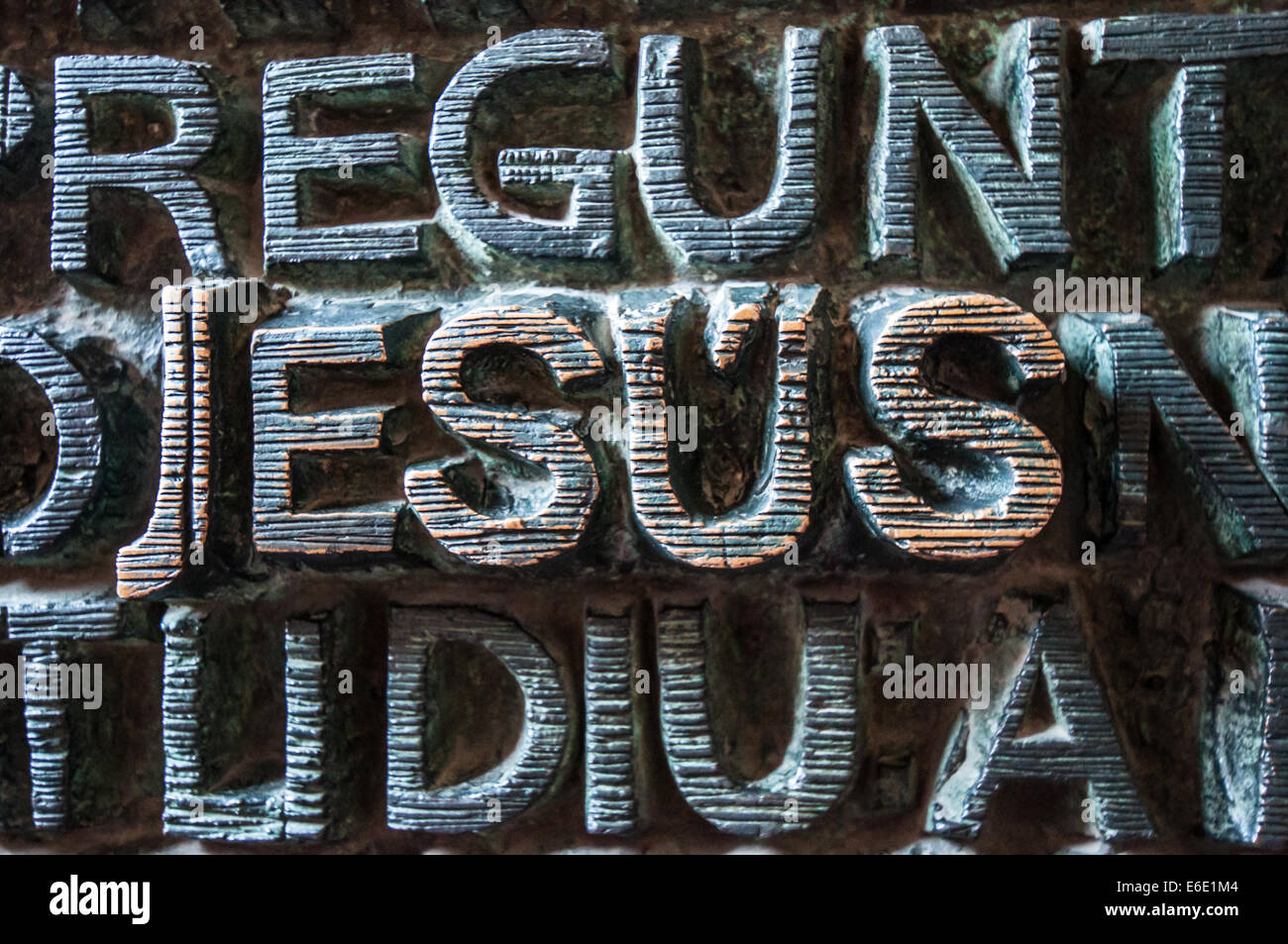 Bronze letters of Jesus Stock Photo