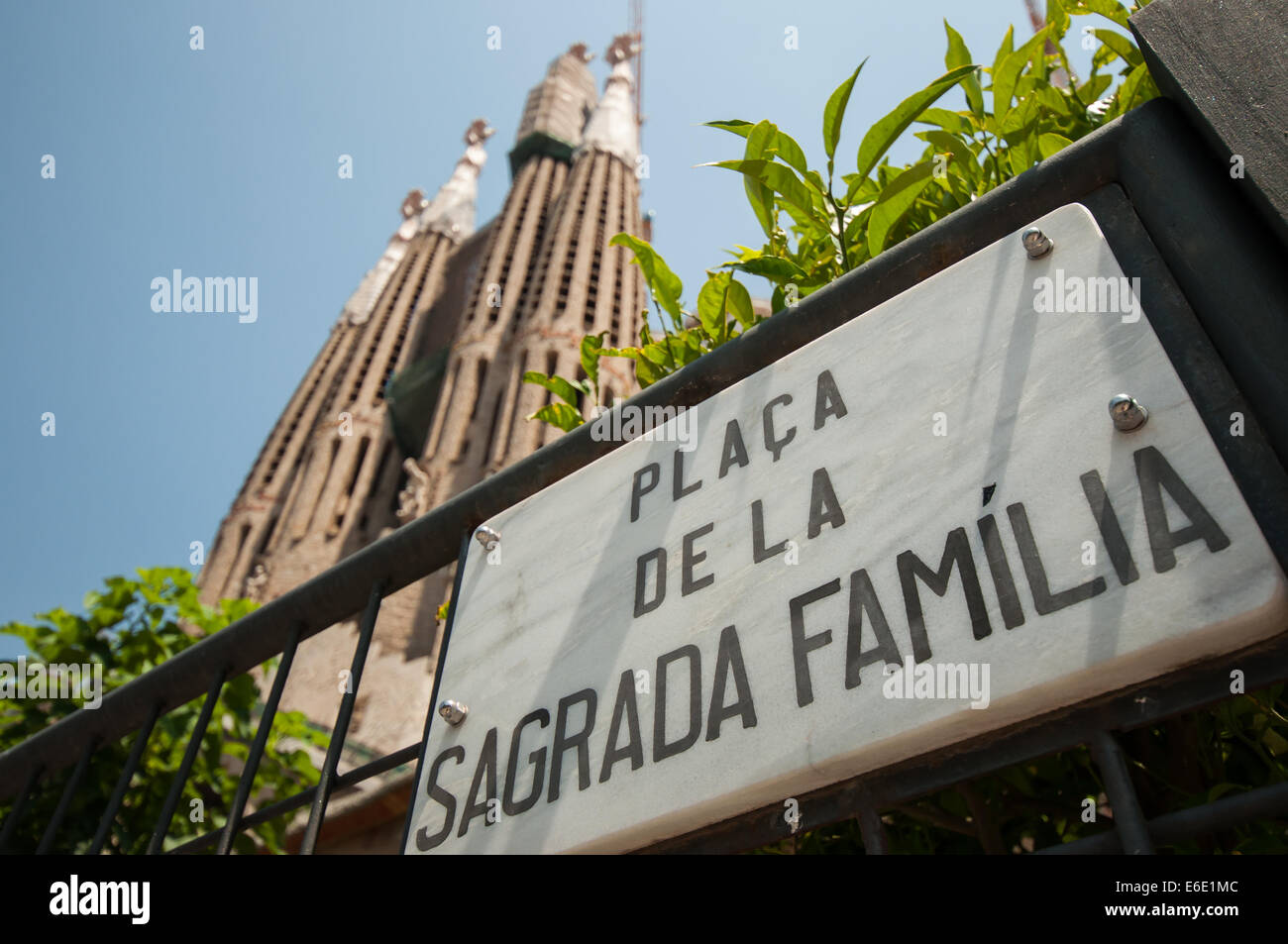 Interior of Sagrada Familia Cathedral Stock Photo