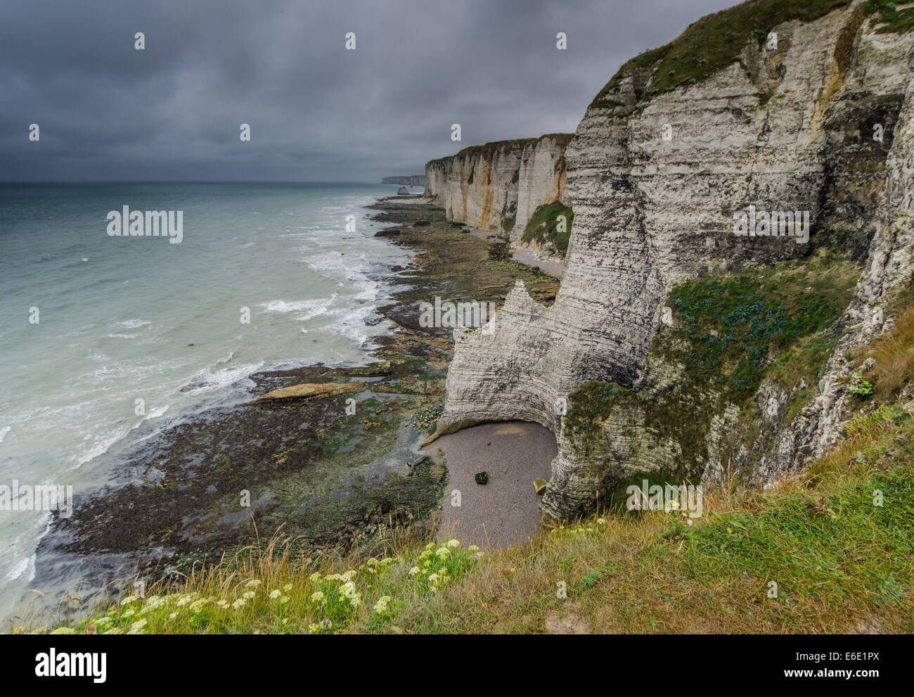 view of cliffs near etretat town of france Stock Photo - Alamy