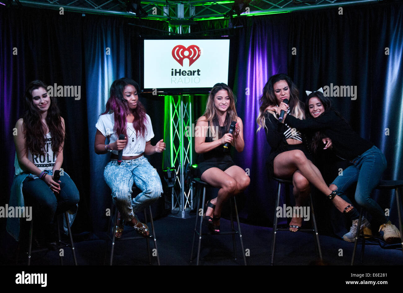 Bala Cynwyd, Pennsylvania, USA. 21st August, 2014. (L to R) Lauren Jauregui, Normani Hamilton, Ally Brook, Dinah Jane Hansen and Camila Cabello of American Girl Group Fifth Harmony Perform at Q102's Performance Theatre on August 21, 2014 in Bala Cynwyd, Pennsylvania, United States. Credit:  Paul Froggatt/Alamy Live News Stock Photo