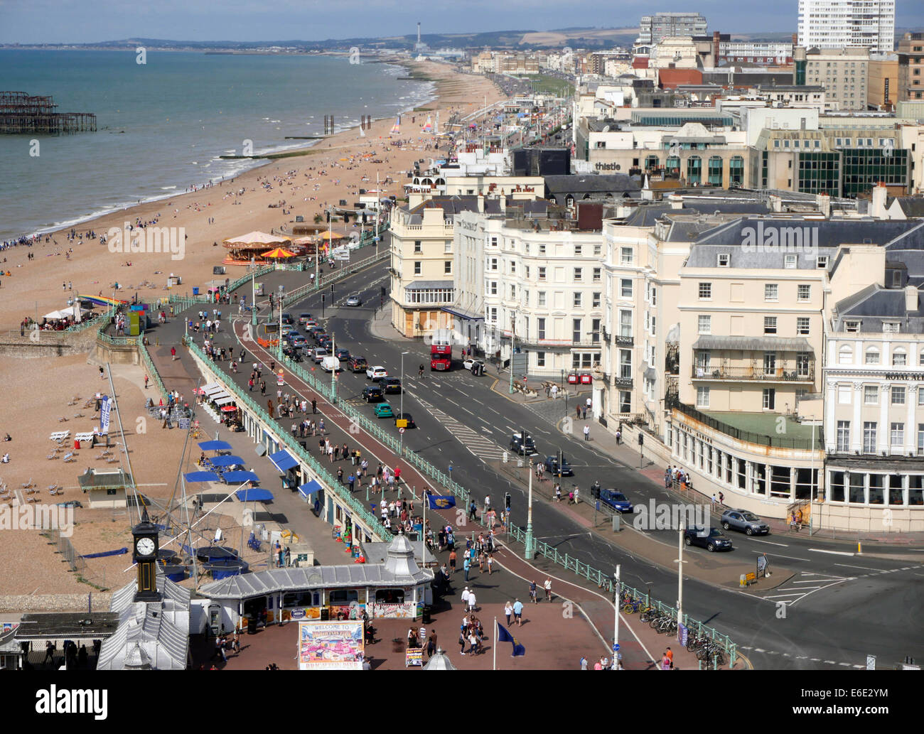 Aerial view of Brighton Seafront taken from the Brighton Wheel, Brighton, Sussex, England Stock Photo