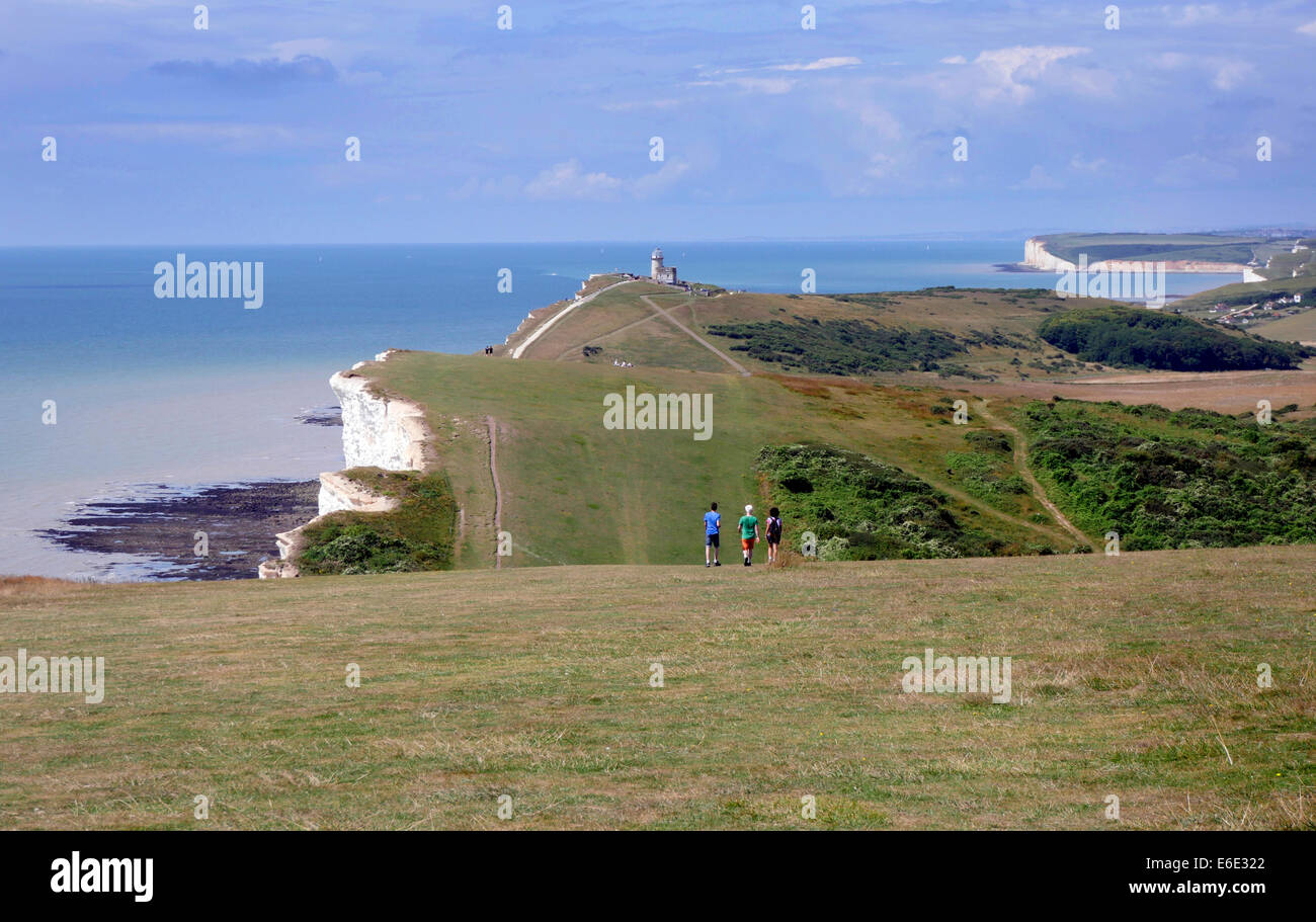 The Beachy Head lighthouse near Eastbourne UK with Birling Gap and Seven Sisters Stock Photo