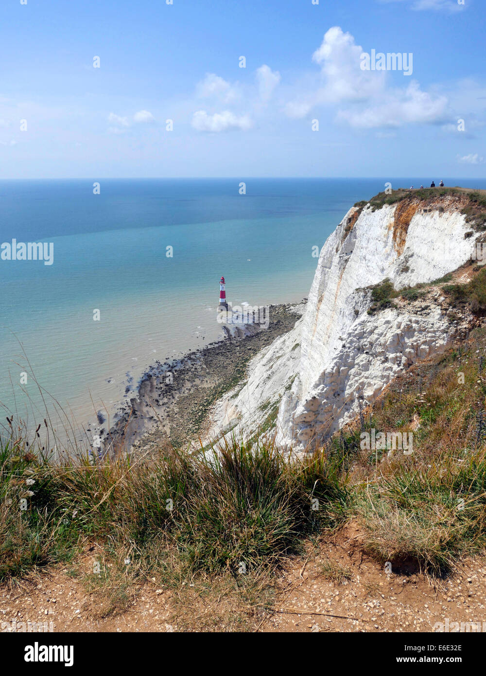 The Beachy Head lighthouse near Eastbourne UK with Birling Gap and Seven Sisters Stock Photo
