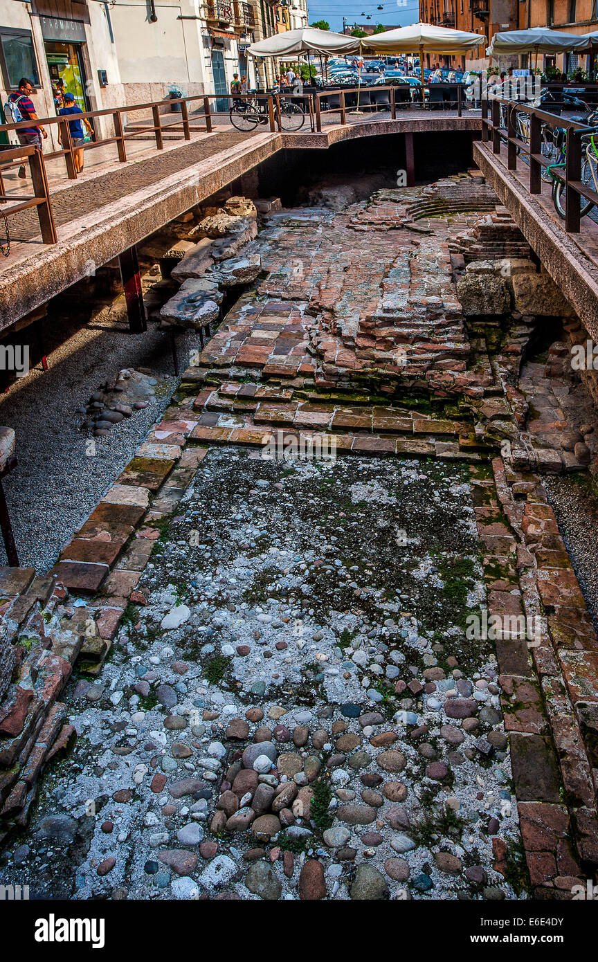 Italy Veneto Verona Archaeological remains near porta dei leoni Stock Photo