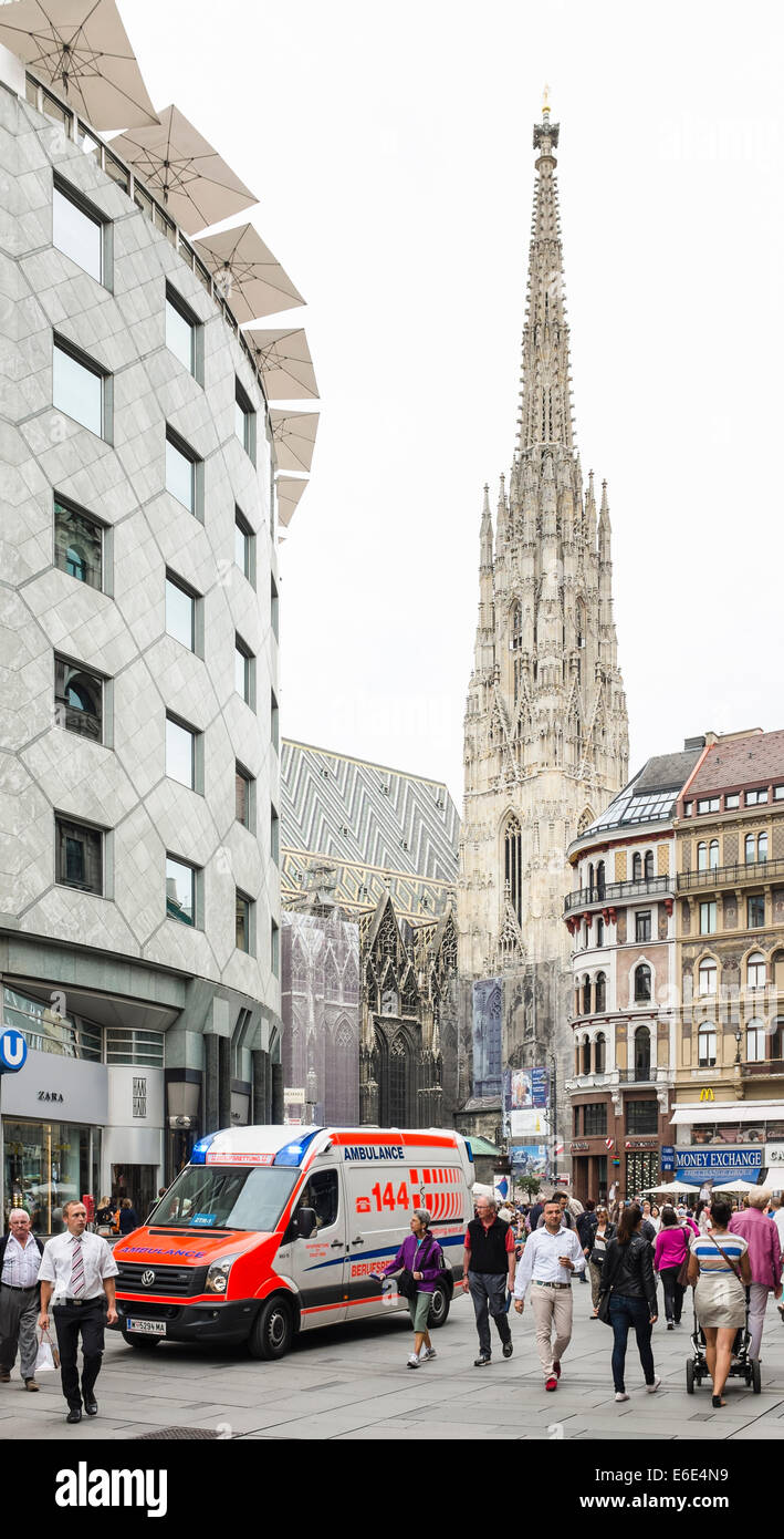 Ambulance car, Stephansplatz, Vienna Stock Photo